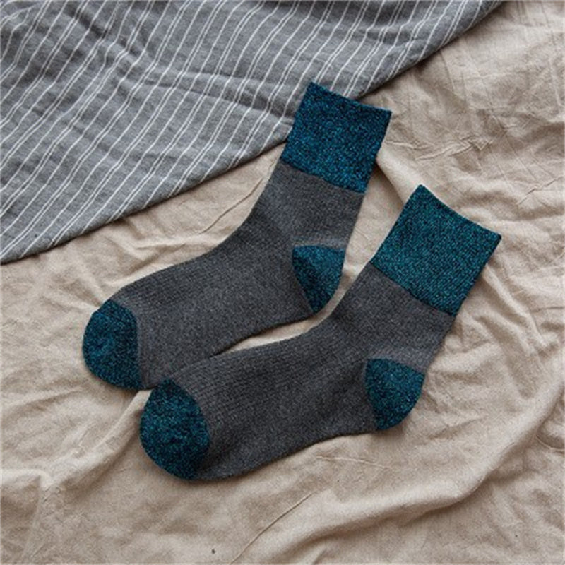 Lässige Calcetines de Hilo con Farbblockmuster