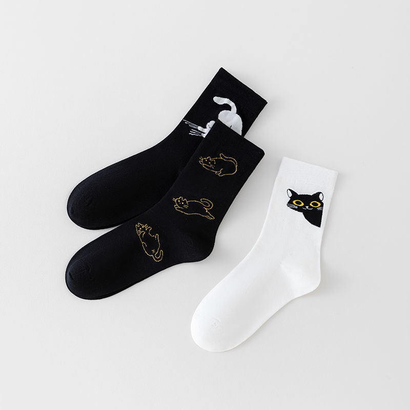 Lässige Calcetines de Hilo con Katzenmotiv