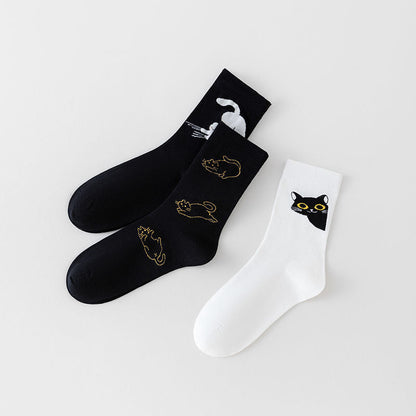 Lässige Calcetines de Hilo con Katzenmotiv