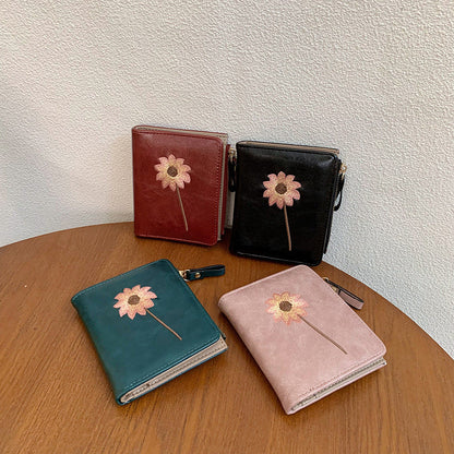 Inspiración Vintage Cartera de Piel Premium con Motivo Botánico
