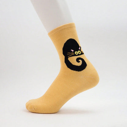 Lässige Calcetines de Hilo con Katzenmuster