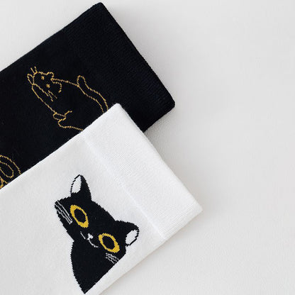 Lässige Calcetines de Hilo con Katzenmotiv
