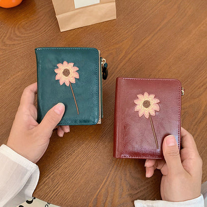 Inspiración Vintage Cartera de Piel Premium con Motivo Botánico