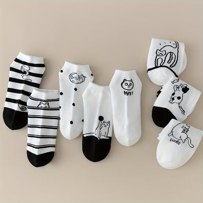 Set con 4 Paar Calcetines de Hilo con Katzenmotiv