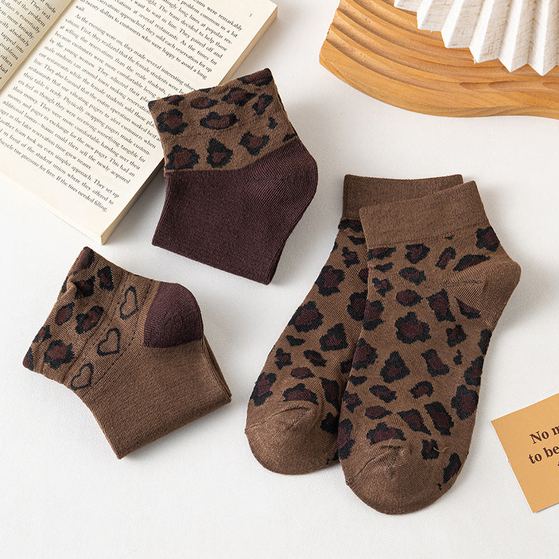 Inspiración Vintage-Calcetines de Hilo con Leopardenmuster