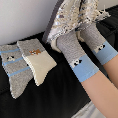 Lässige Calcetines de Hilo con Welpenmotiv