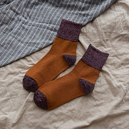 Lässige Calcetines de Hilo con Farbblockmuster