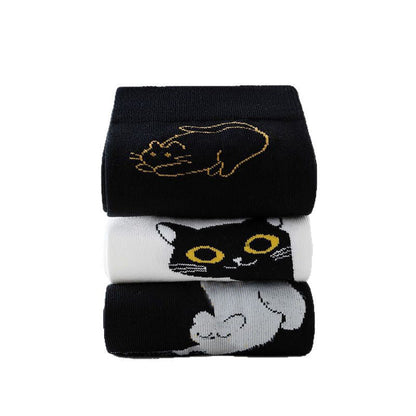 Lässige Calcetines de Hilo con Katzenmotiv