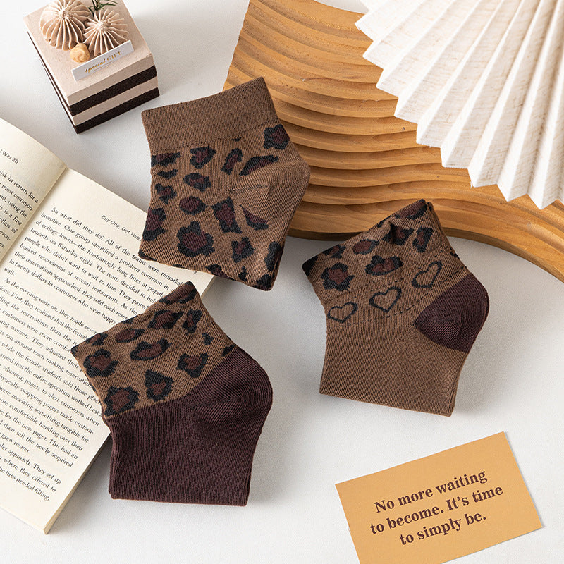Inspiración Vintage-Calcetines de Hilo con Leopardenmuster