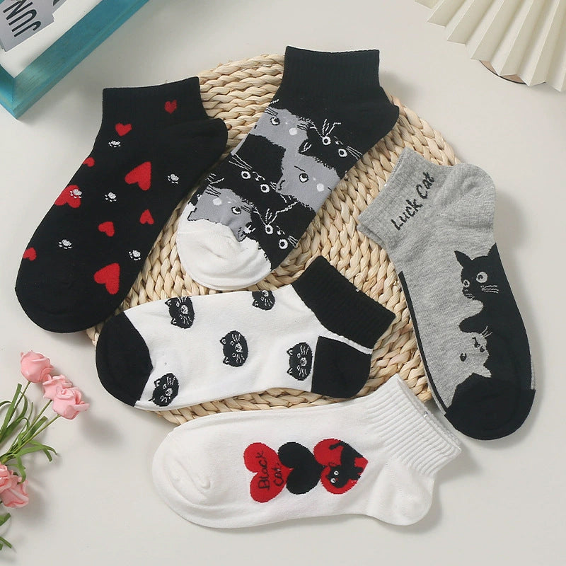 Lässige Calcetines de Hilo con Katzenmuster