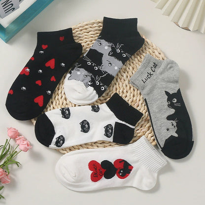 Lässige Calcetines de Hilo con Katzenmuster