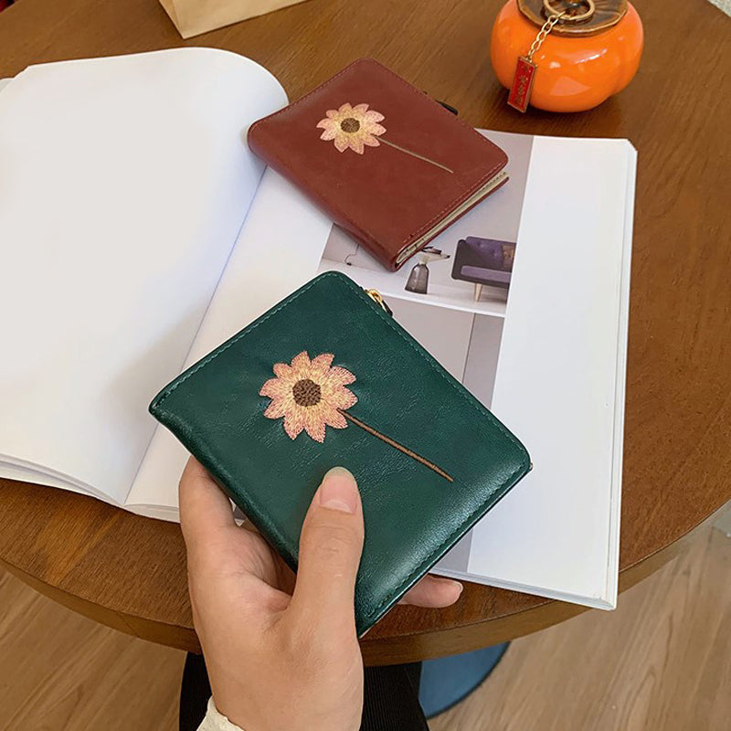 Inspiración Vintage Cartera de Piel Premium con Motivo Botánico