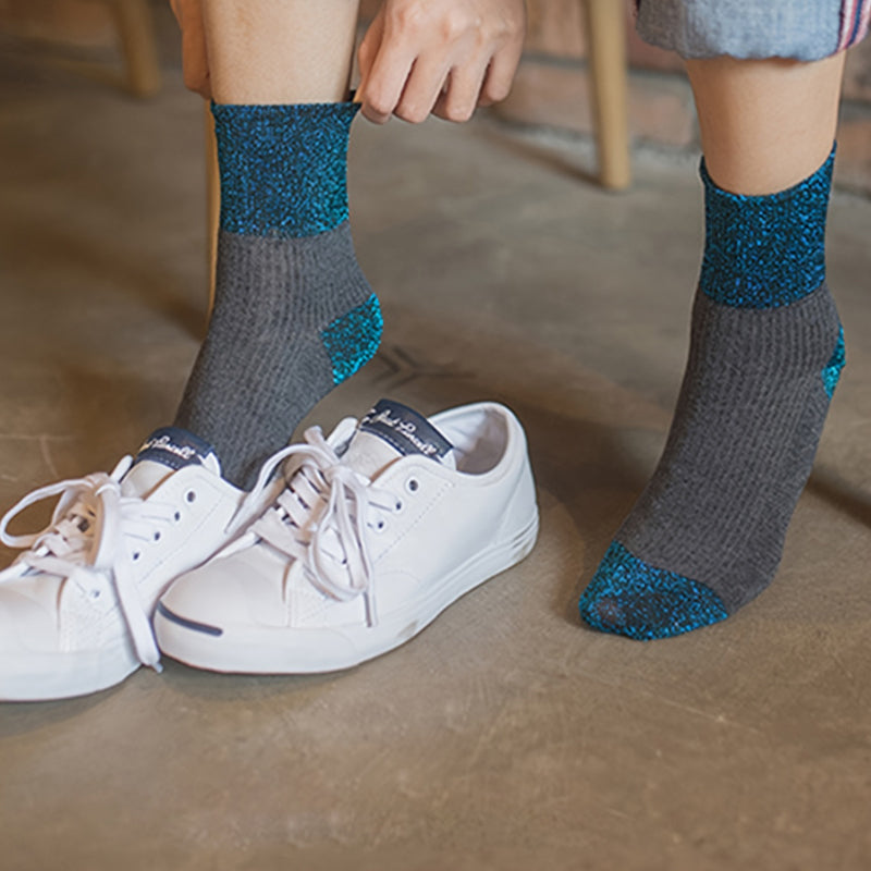 Lässige Calcetines de Hilo con Farbblockmuster
