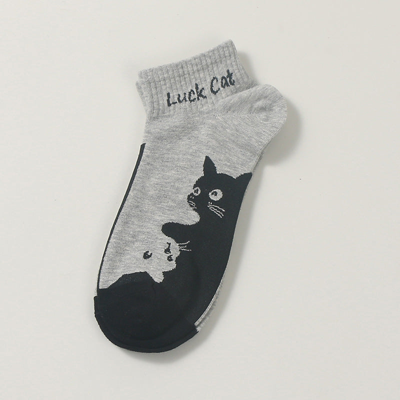 Lässige Calcetines de Hilo con Katzenmuster