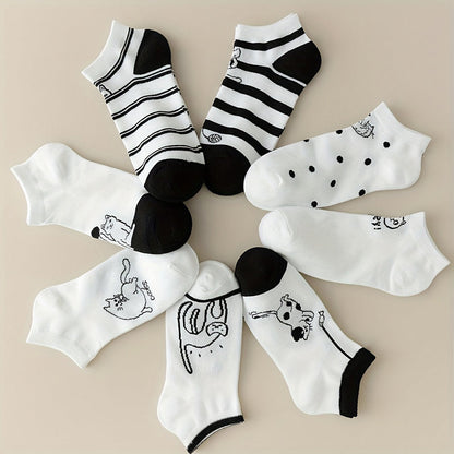Set con 4 Paar Calcetines de Hilo con Katzenmotiv