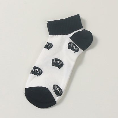 Lässige Calcetines de Hilo con Katzenmuster