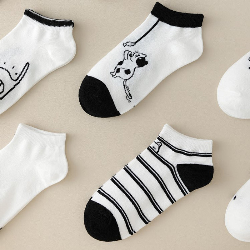 Set con 4 Paar Calcetines de Hilo con Katzenmotiv