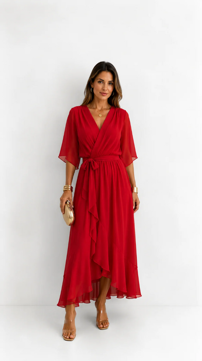 Isabelle | Elegant Chiffon Wrap Vestido Maxi