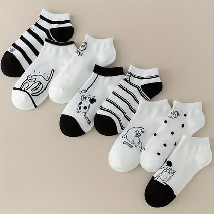 Set con 4 Paar Calcetines de Hilo con Katzenmotiv