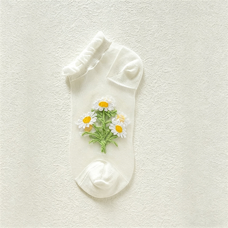 Atmungsaktive Calcetines de Hilo con Motivo Botánico