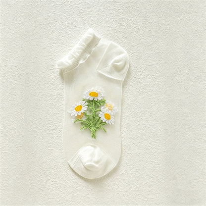 Atmungsaktive Calcetines de Hilo con Motivo Botánico