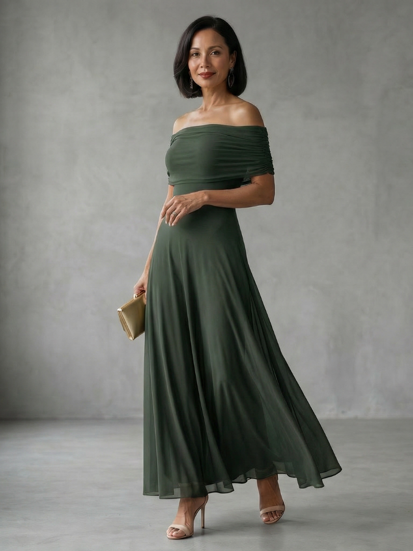 June | Off Shoulder Draped Vestido Midi