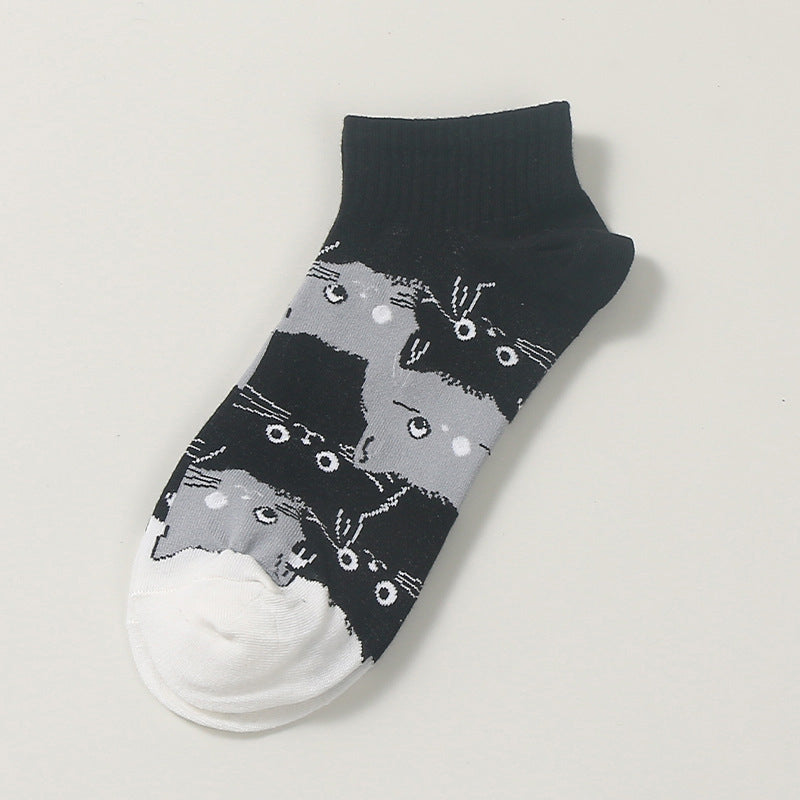 Lässige Calcetines de Hilo con Katzenmuster