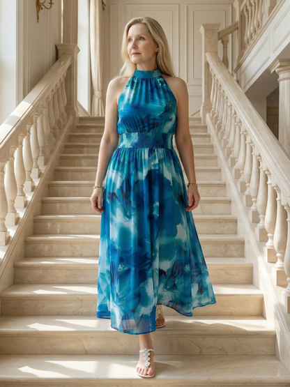 Sylin | Gathered Halter Vestido Midi