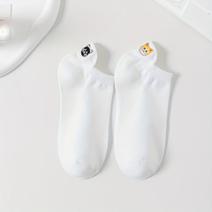 Lässige Calcetines de Hilo con Katzenstickerei