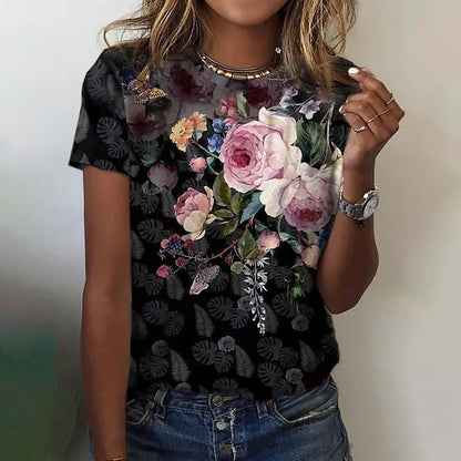 Noir | Inspiración Vintage Floral Print T-Camisa