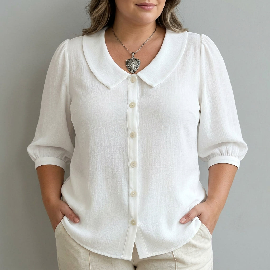 Sophia | Casual Refinado Solid Color Camisa