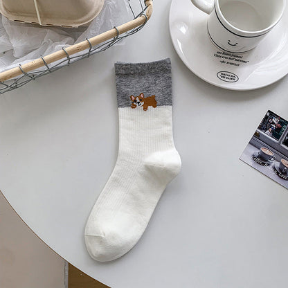 Lässige Calcetines de Hilo con Welpenmotiv