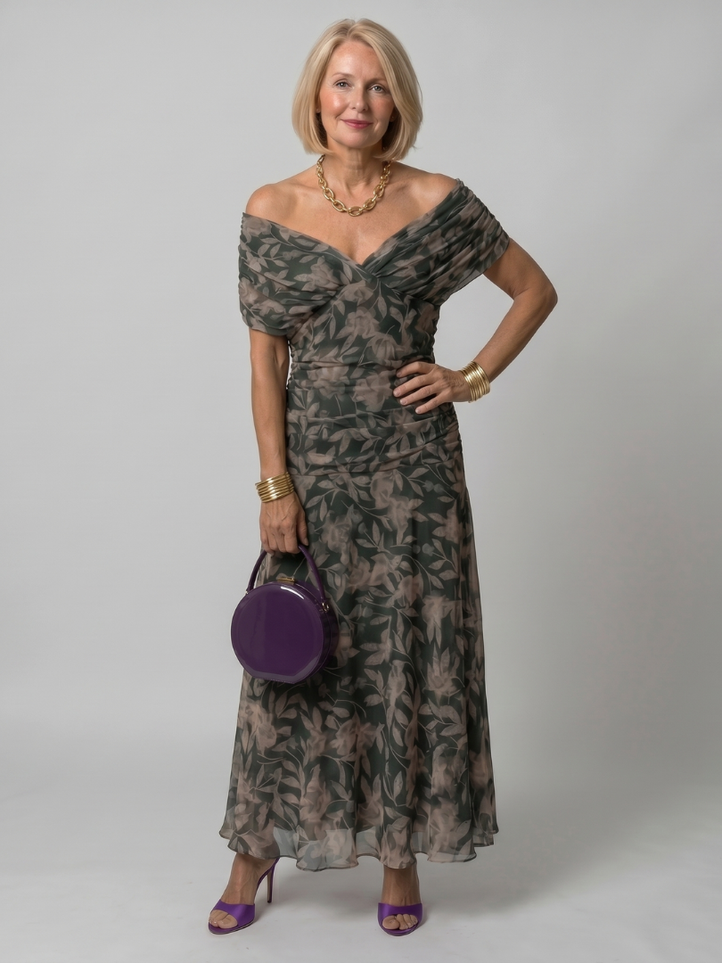 Calen | Off Shoulder Flow Vestido Midi