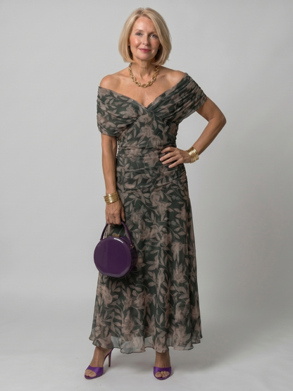 Calen | Off Shoulder Flow Vestido Midi