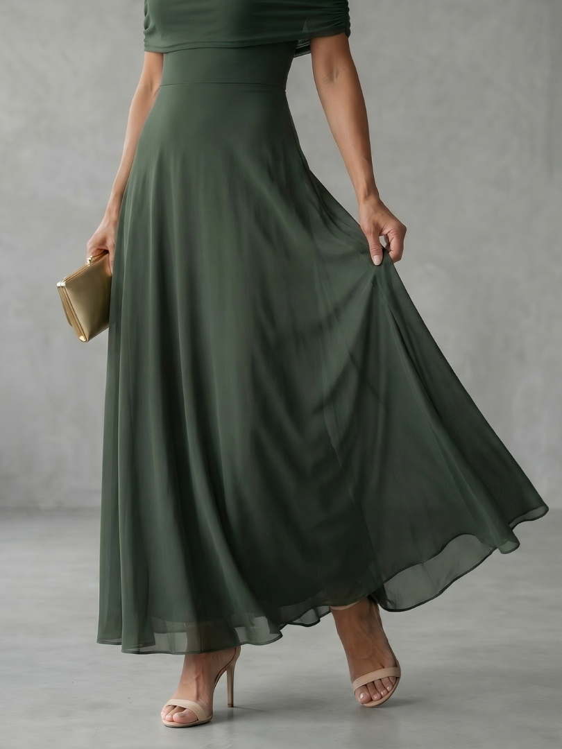 June | Off Shoulder Draped Vestido Midi