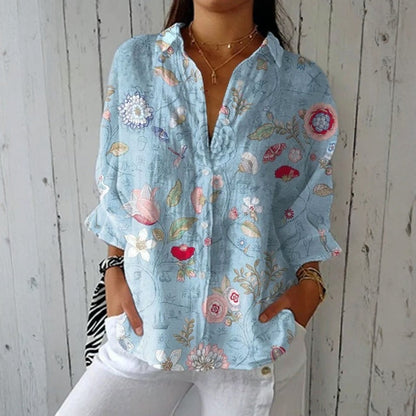 Mexx | Azul Celeste Floral Print Blusa