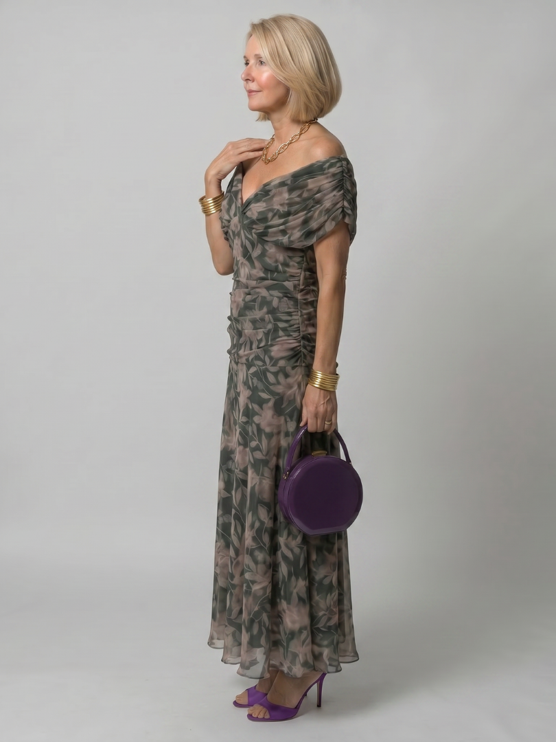 Calen | Off Shoulder Flow Vestido Midi
