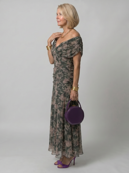 Calen | Off Shoulder Flow Vestido Midi