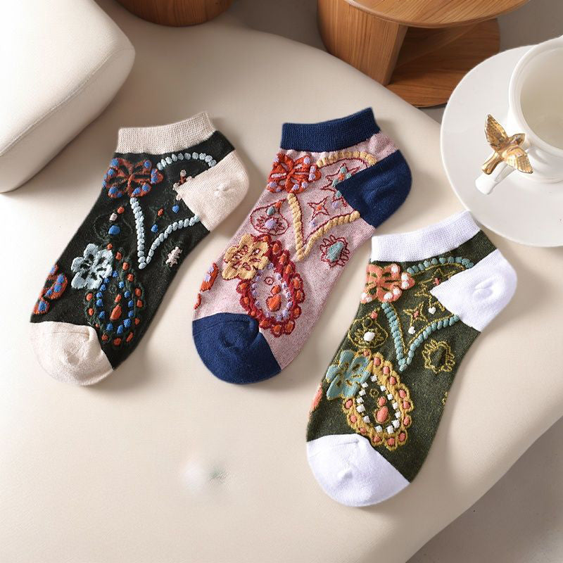 Inspiración Vintage-Calcetines de Hilo con Motivo Botánico