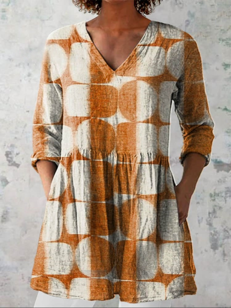 Ella | Geometric V-Neck Camisa