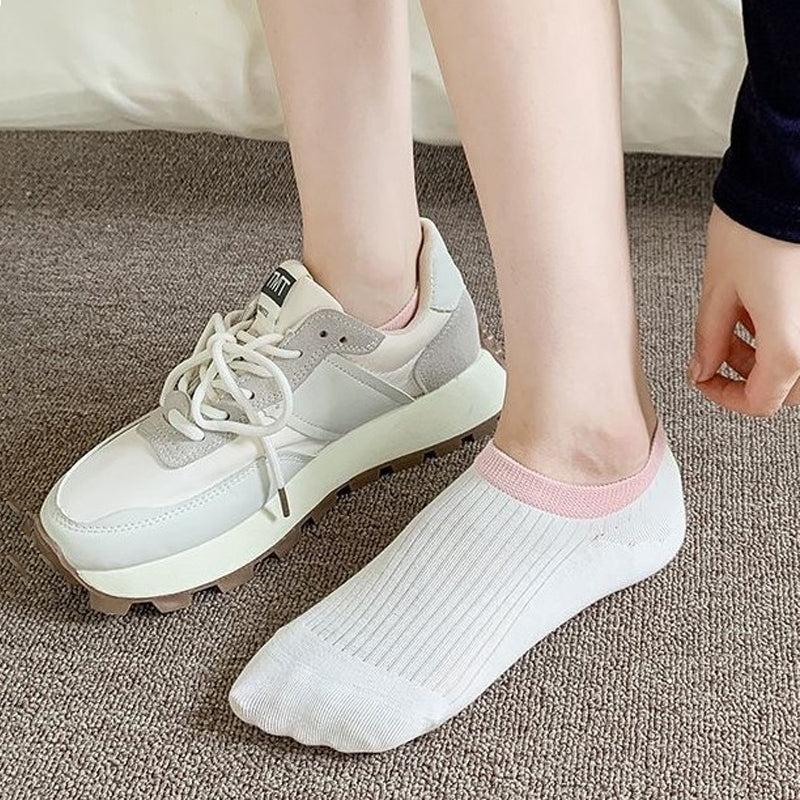 Lässige Calcetines de Hilo con Farbblockmuster