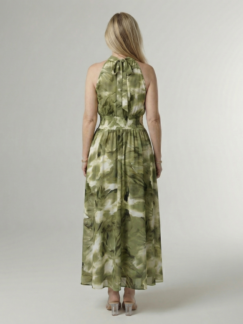 Sylin | Gathered Halter Vestido Midi