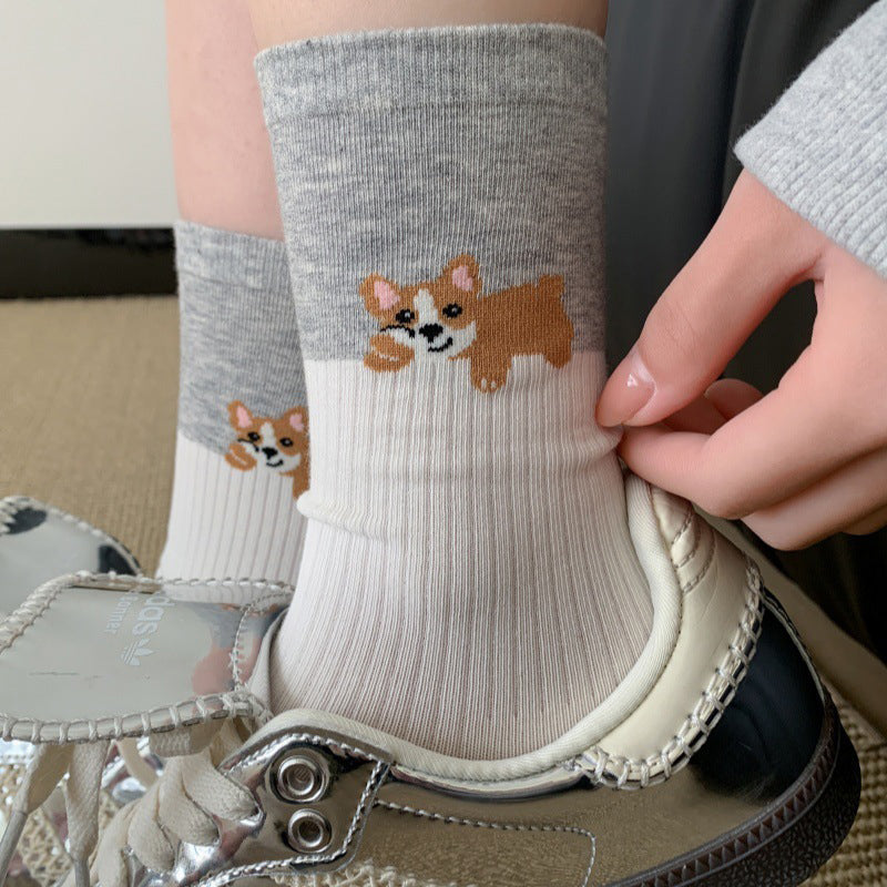 Lässige Calcetines de Hilo con Welpenmotiv
