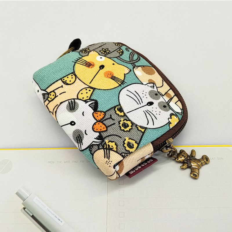 Cartera de Piel Premium con Cartoon-Katze