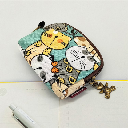 Cartera de Piel Premium con Cartoon-Katze