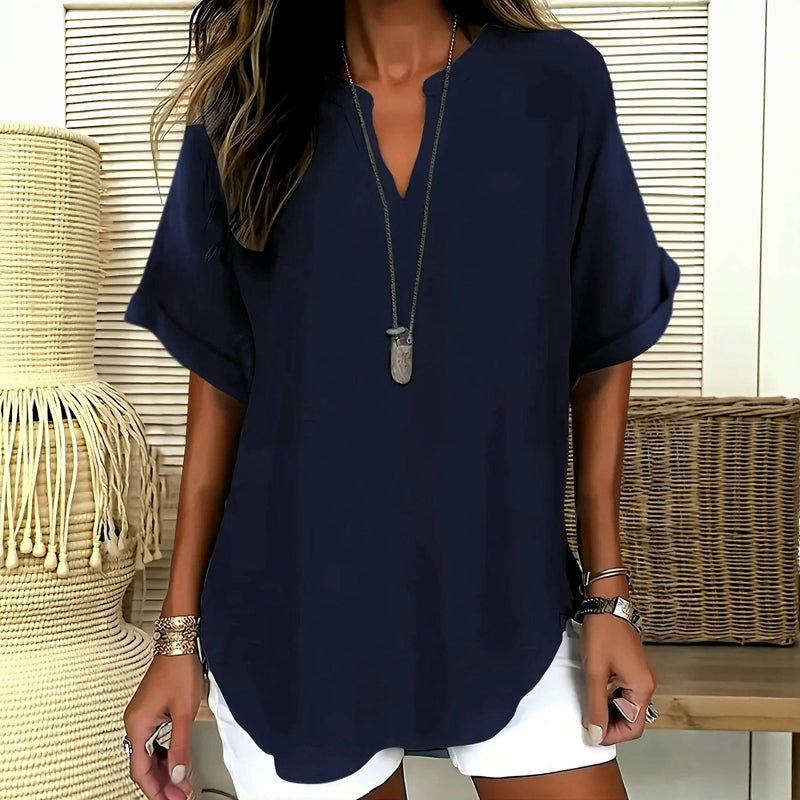 Elegant Solid Colour Blusa