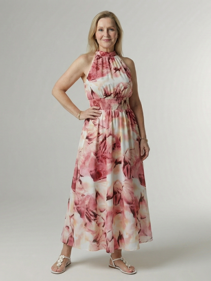Sylin | Gathered Halter Vestido Midi