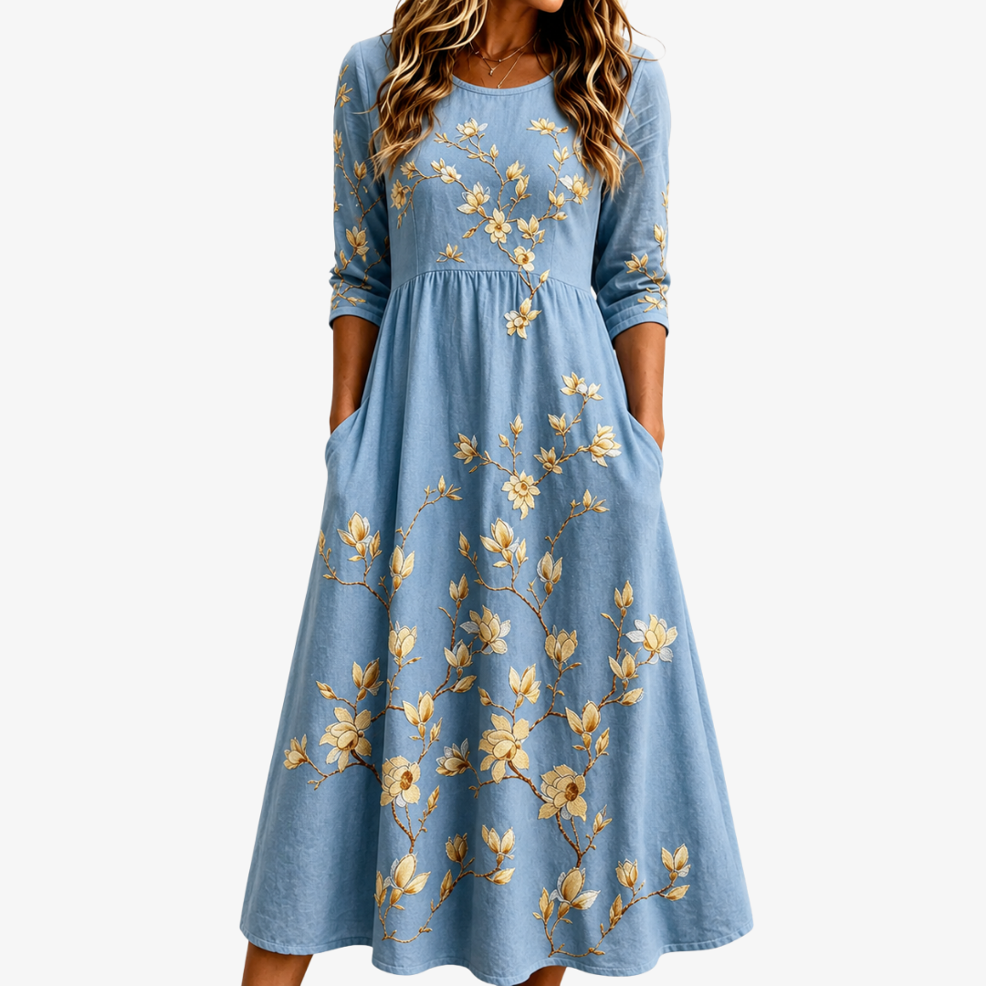 Bluebell Pradera con Bolsillos Invisibles Vestido Midi