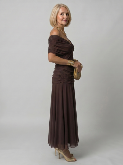 Calen | Off Shoulder Flow Vestido Midi