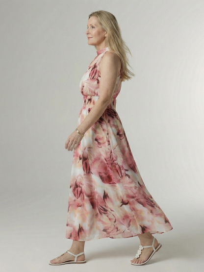 Sylin | Gathered Halter Vestido Midi